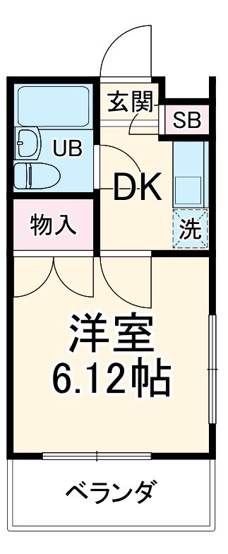 ハイツ宮島(1K/2階)の間取り写真