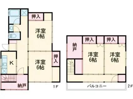 東北本線 間々田駅 徒歩33分 2階建 築60年(4SK)の間取り写真