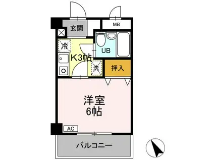 バーチェ(1K/2階)の間取り写真