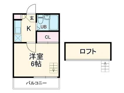 エターナル(1K/2階)の間取り写真