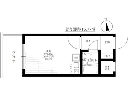 ライオンズシティ八王子(ワンルーム/3階)の間取り写真