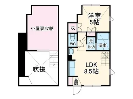 AURORA(1LDK/1階)の間取り写真
