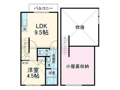 AURORA(1LDK/2階)の間取り写真