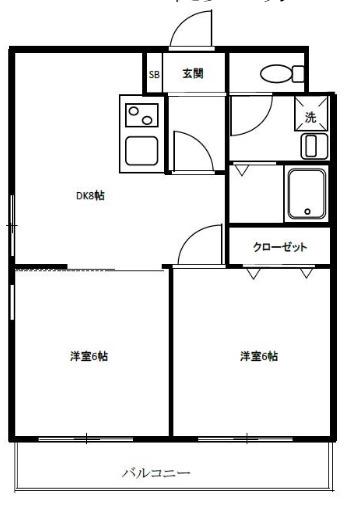 シュゼル八王子(2DK/9階)の間取り写真