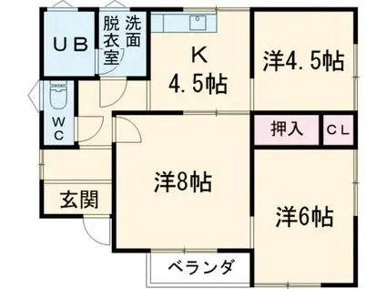 八高線 北藤岡駅 徒歩8分 1階建 築20年(3K)の間取り写真