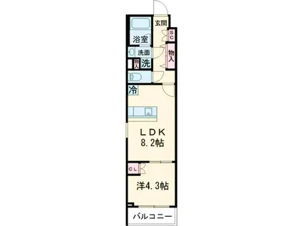 ルミーク雪谷(1LDK/3階)の間取り写真