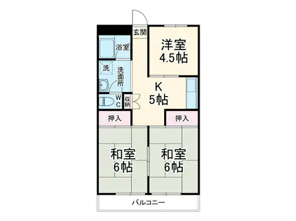 戸山ハイツ(3DK/2階)の間取り写真