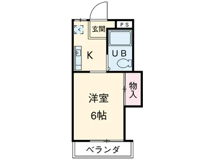 名鉄豊田線 日進駅(愛知) 徒歩42分 2階建 築36年(1K/2階)の間取り写真