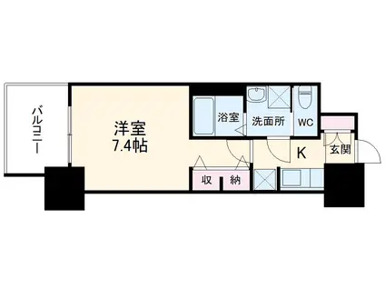 S-RESIDENCE堀田(1K/13階)の間取り写真