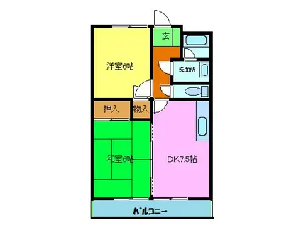 ニッコーハウス(2DK/1階)の間取り写真