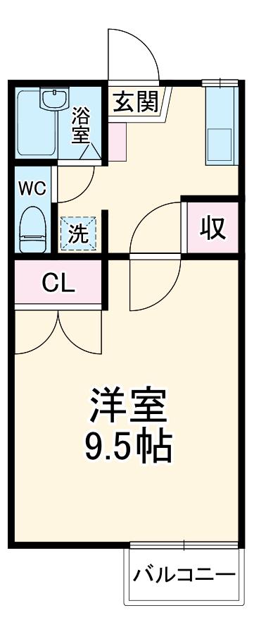 プレミールサンポー(1K/2階)の間取り写真