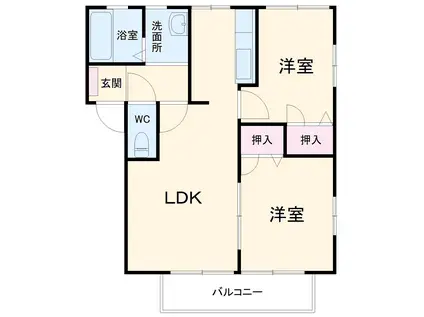 グリーンコートA(2LDK/1階)の間取り写真