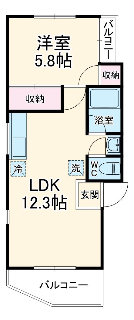 プチハイム三ツ境(1LDK/3階)の間取り写真