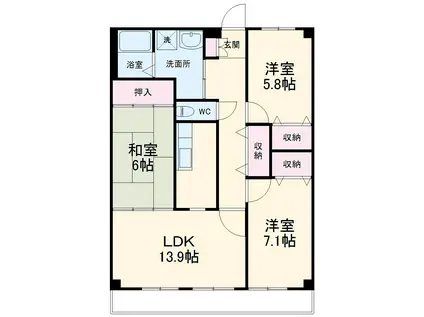 コンフォートシティ(3LDK/2階)の間取り写真