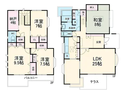 京成電鉄本線 八千代台駅 徒歩14分 2階建 築31年(4SLDK)の間取り写真