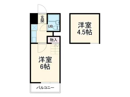 イエローハウス(1K/2階)の間取り写真