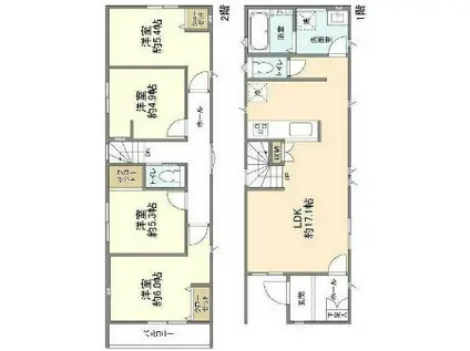 南武線 矢川駅 徒歩26分 2階建 築1年(4LDK)の間取り写真