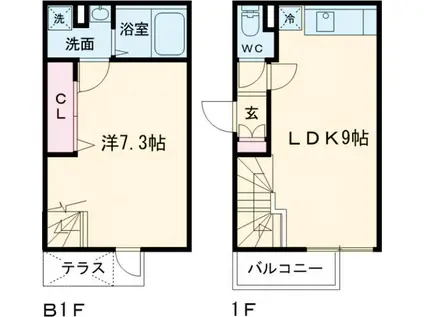 LEGALAND都立大学2(1LDK/-1階)の間取り写真