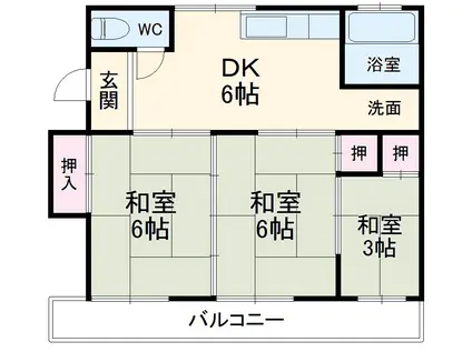 マンションTU(3DK/2階)の間取り写真