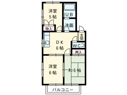 ロイヤルPARTⅡ(3DK/2階)の間取り写真