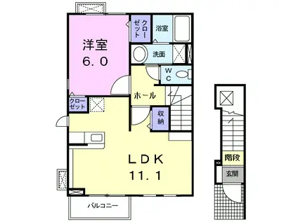 ラフレシール(1LDK/2階)の間取り写真