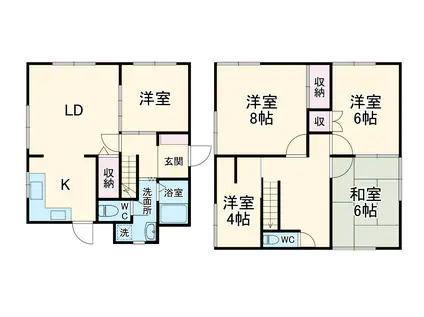 西武池袋・豊島線 小手指駅 徒歩16分 2階建 築49年(4SLDK)の間取り写真