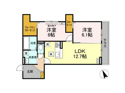 D S LIEN  A(2LDK/1階)の間取り写真