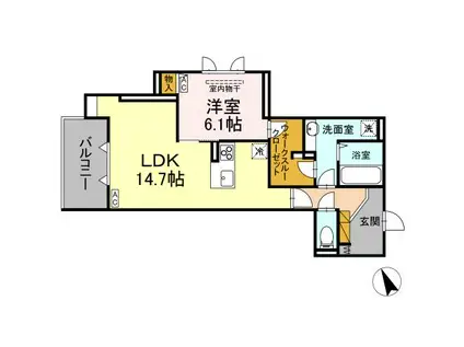 D S LIEN  A(1LDK/3階)の間取り写真