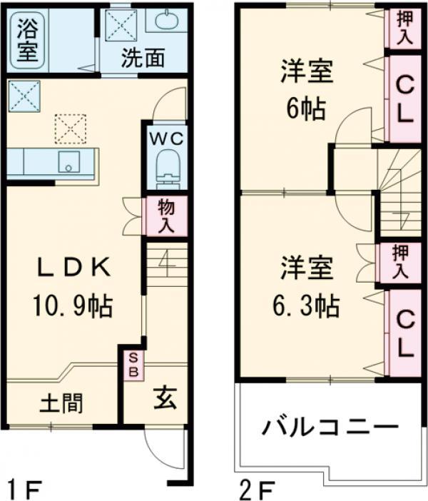 Ouest Colline(ウェスト　コリーヌ)(2LDK)の間取り写真