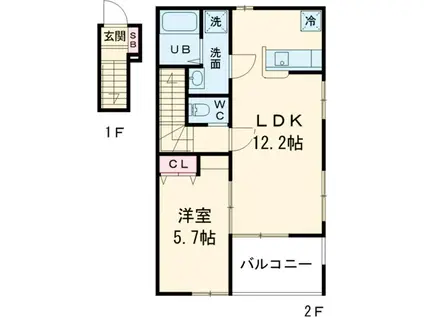 ファルコーネ(1LDK/2階)の間取り写真