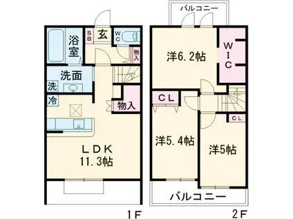 BLUEBERRY B(3LDK/1階)の間取り写真