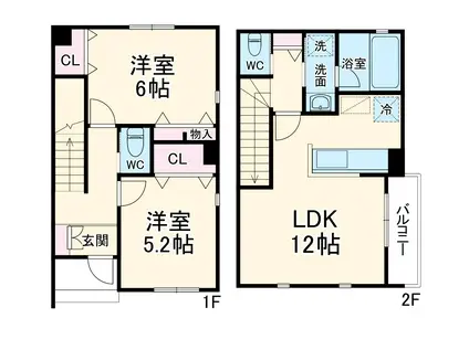 BROCART AUTOMNE Ⅳ(2LDK/1階)の間取り写真
