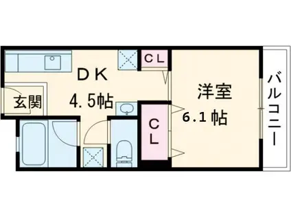 ミルテ宮ハイツTAKEHASHI(1DK/2階)の間取り写真