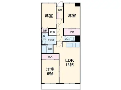 エルハイム岡崎(3LDK/2階)の間取り写真