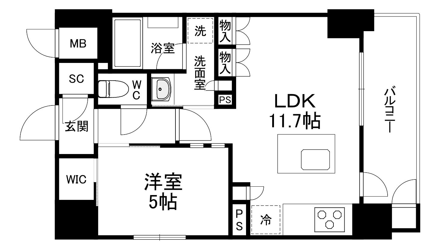 エステムプラザ南船場レジスタ(1SLDK/9階)の間取り写真