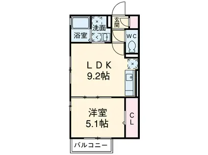 ラ・フォンテ久米田(1LDK/1階)の間取り写真