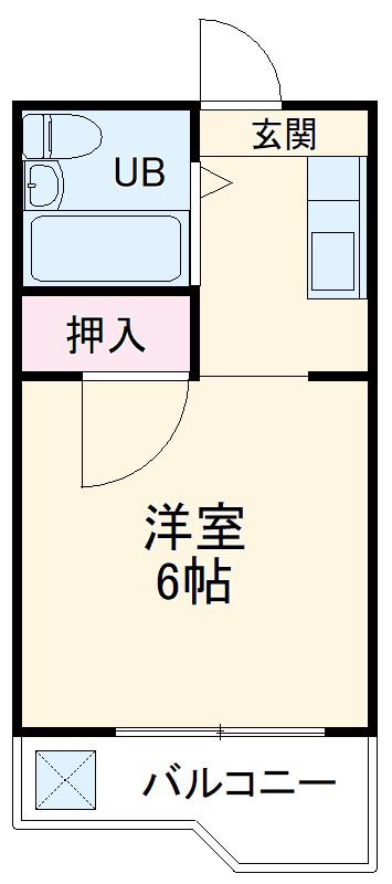 マンション鈴一(1K/2階)の間取り写真