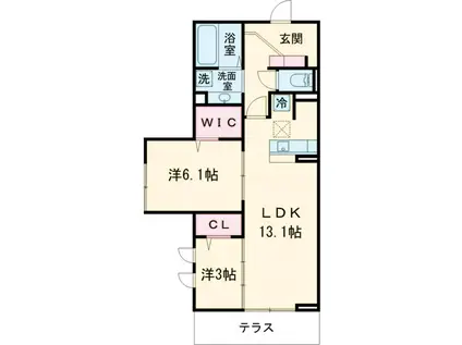 D S LIEN  F(2LDK/1階)の間取り写真