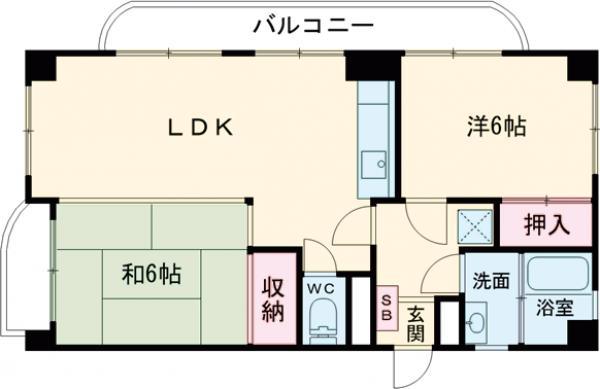 金井ビル(2LDK/2階)の間取り写真