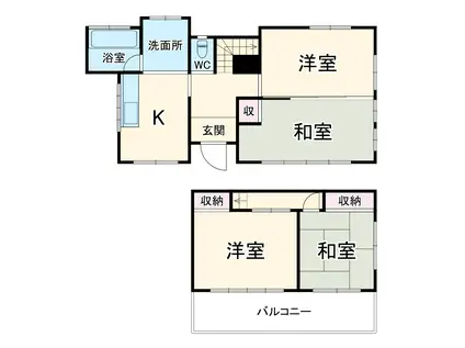 高崎線 鴻巣駅 徒歩21分 2階建 築48年(4DK)の間取り写真