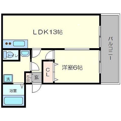 メゾンN&H(1LDK/1階)の間取り写真