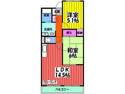 ウィズ・ユーハ木(2LDK/4階)の間取り写真