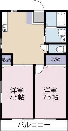 パラドール南伊東(2DK/1階)の間取り写真