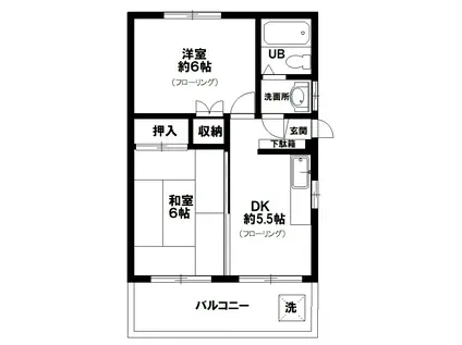 Kハウス(2DK/2階)の間取り写真