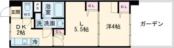 メトロ中野新橋マンションB館(1DK/1階)の間取り写真