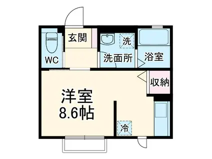 セゾンドローリエⅢ(ワンルーム/1階)の間取り写真