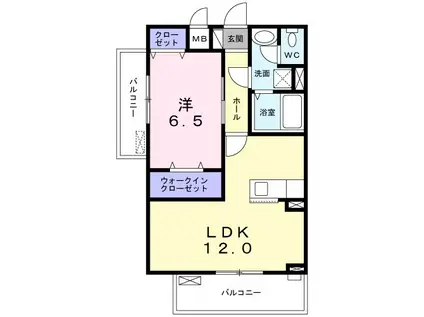 グランツⅠ(1LDK/1階)の間取り写真