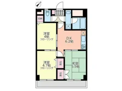 キャトルセゾン下九沢(3DK/2階)の間取り写真