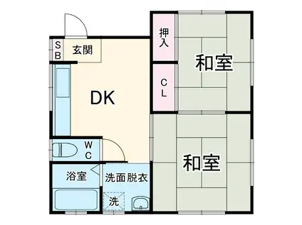 中島ハウス(2DK/2階)の間取り写真