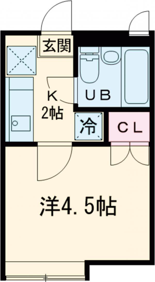 リバーパーク一之江B(1K/2階)の間取り写真